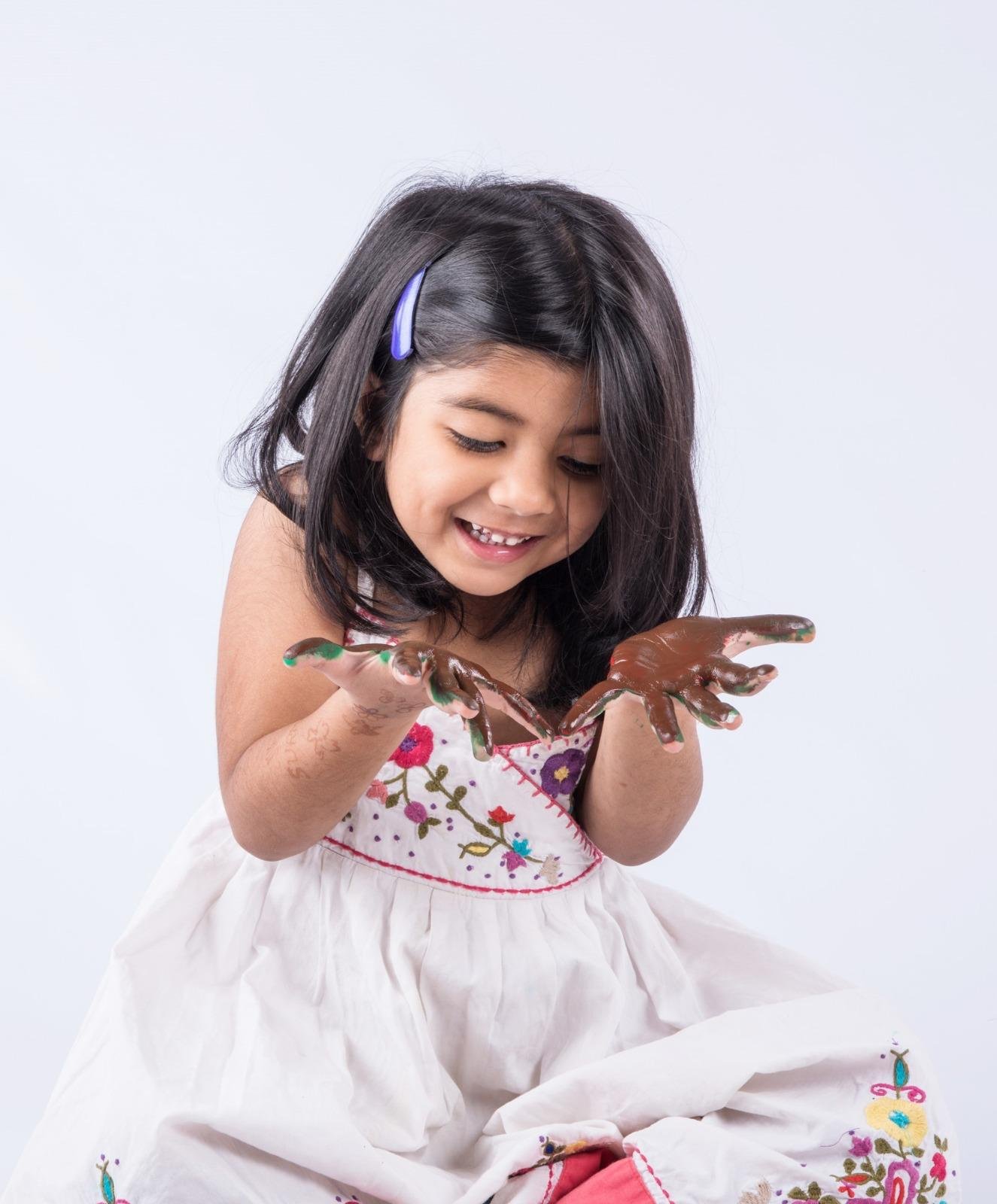 Child exploring with curiosity